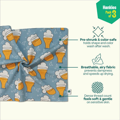 Smoking Hot! Unisex Hankies, 100% Organic Cotton, Pack of 3