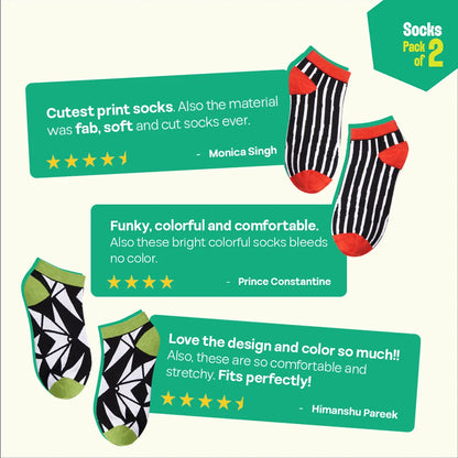 Monochromatic! Unisex Socks, 100% Bamboo, Ankle Length, Pack of 2