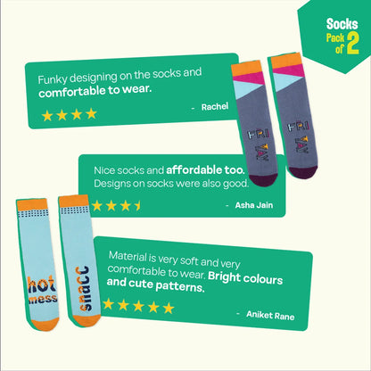 Wordle! Unisex Socks, 100% Organic Cotton, Crew Length, Pack of 2