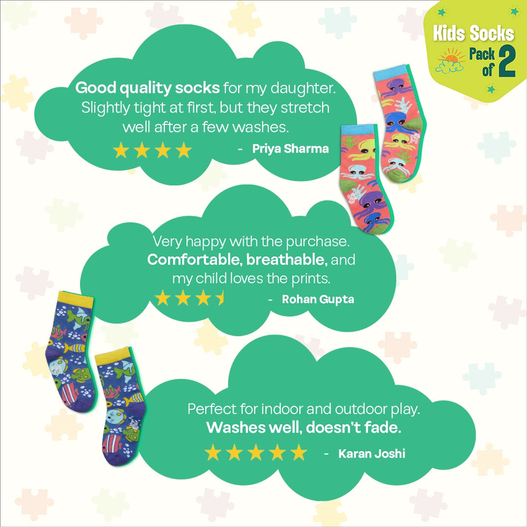 Sea World! Unisex Kid's Socks, 100% Bamboo, Crew Length, Pack of 2