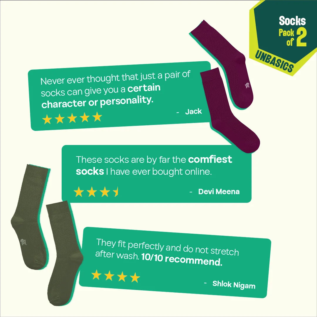 Urban Groove! Unisex Socks, 100% Organic Cotton, Crew Length, Pack of 2