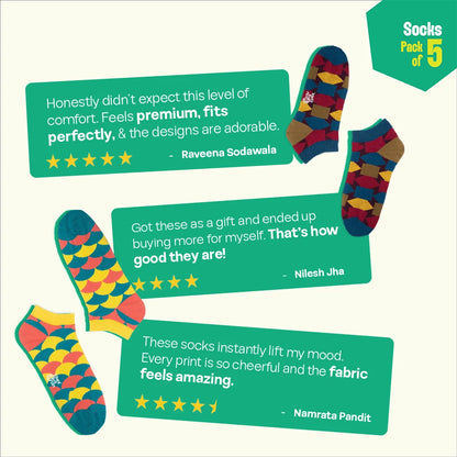 Geometry Class! Unisex Socks, 100% Organic Cotton, Ankle Length, Pack of 5