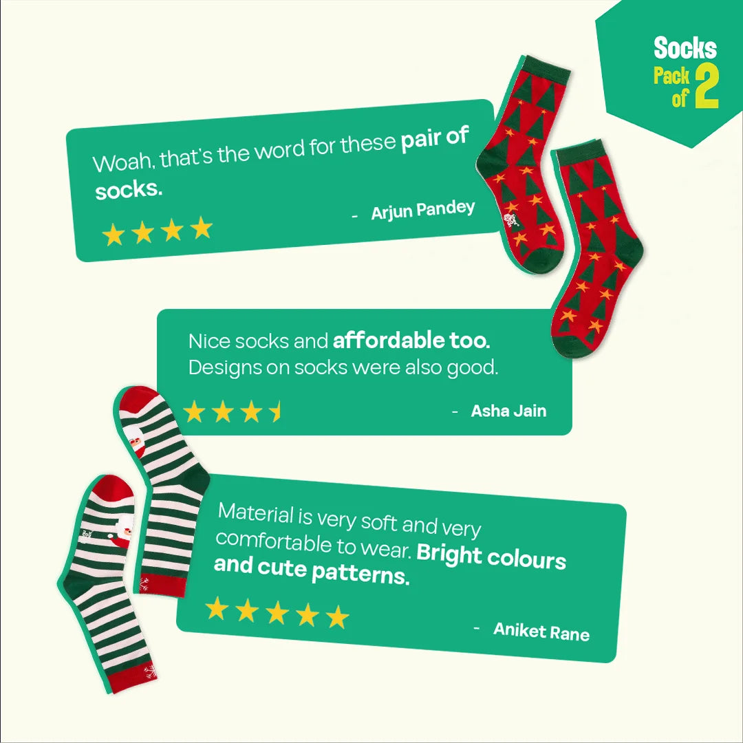 Merry-fied! Unisex Socks, 100% Organic Cotton, Crew Length, Pack of 2