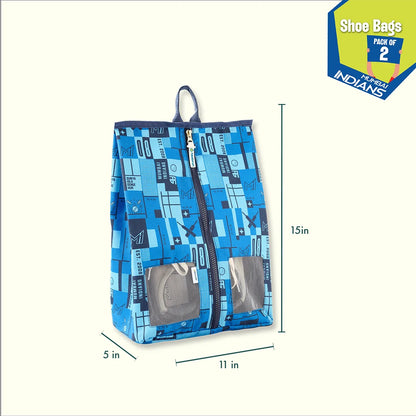 Bleed Blue! 100% Recycled Fabric, Unisex Shoe Bags, Pack of 2