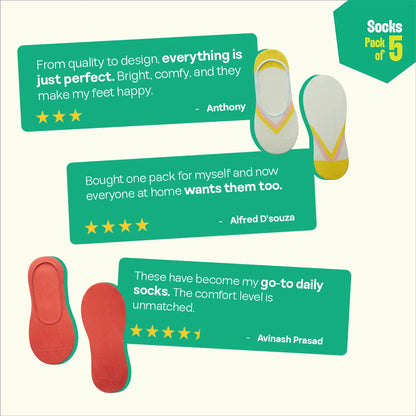 Colors-matic! Unisex Socks, 100% Organic Cotton, No Show, Pack of 5