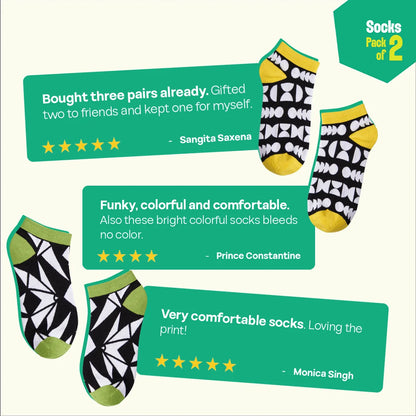 In Great Shapes! Unisex Socks, 100% Bamboo Made, Ankle Length, Pack of 2