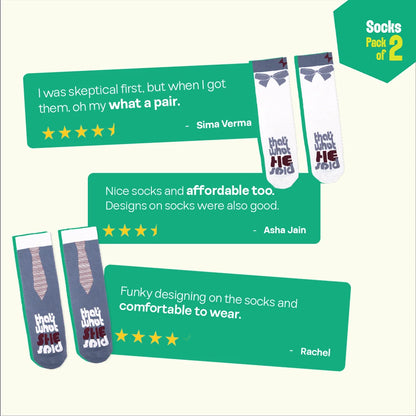 What They Said! Unisex Socks, 100% Organic Cotton, Crew Length, Pack of 2