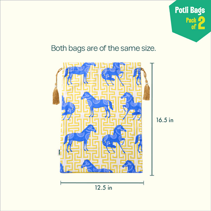 Stable Mates! Unisex Potli Bags, 100% Cotton, Pack of 2