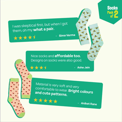 Foodgasm! Unisex Socks, 100% Organic Cotton, Crew Length, Pack of 2
