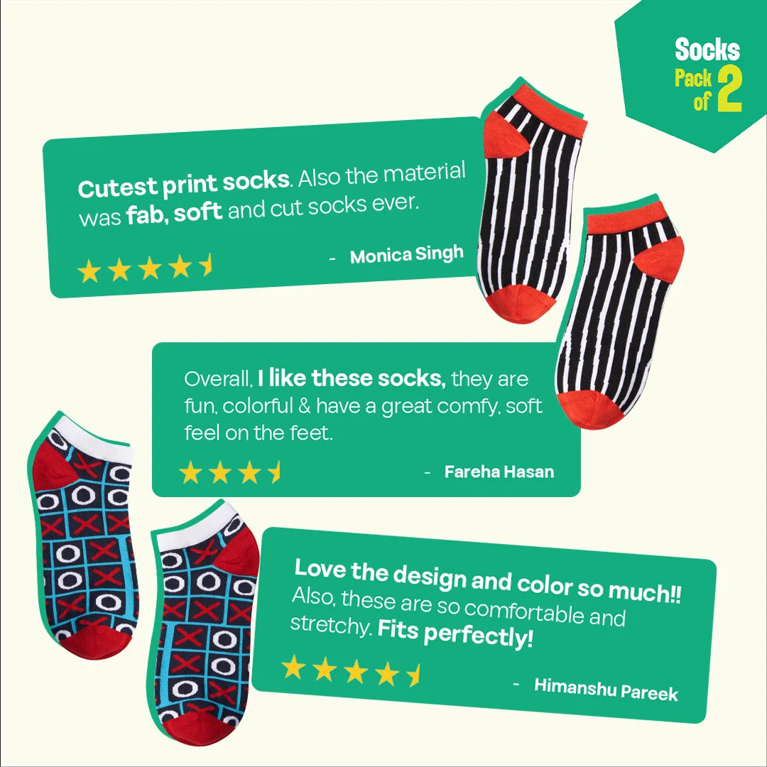 Tomatino! Unisex Socks, 100% Bamboo Made, Ankle Length, Pack of 2