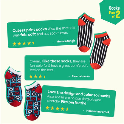 Tomatino! Unisex Socks, 100% Bamboo Made, Ankle Length, Pack of 2