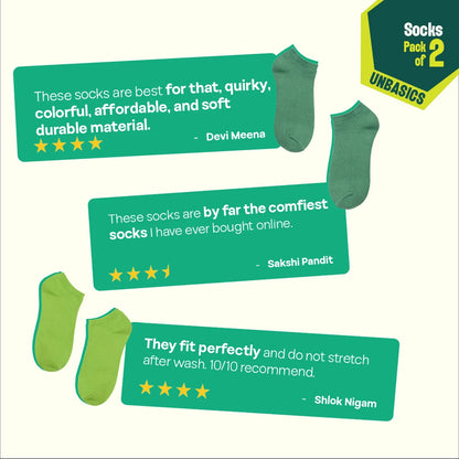 Greeni-fic! Unisex Socks, 100% Organic Cotton, Ankle Length, Pack of 2