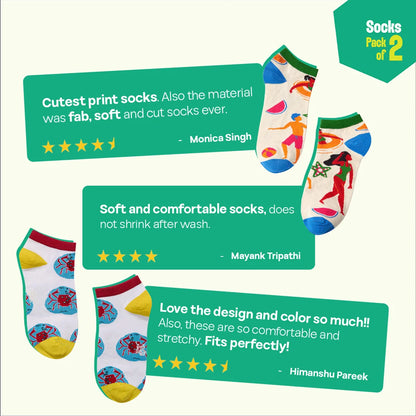 Life's A Beach! Unisex Socks, 100% Bamboo Made, Ankle Length, Pack of 2