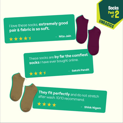 Vivid Fusion! Unisex Socks, 100% Organic Cotton, Ankle Length, Pack of 2