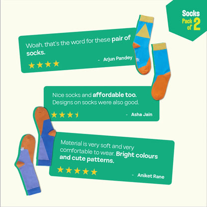 Orange-y! Unisex Socks, 100% Organic Cotton, Crew Length, Pack of 2