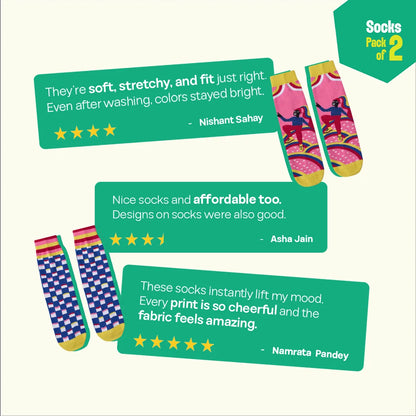 Out Loud! Unisex Socks, 100% Organic Cotton, Crew Length, Pack of 2