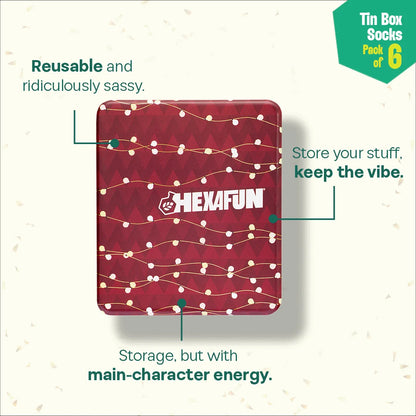 Sparklin' Hot! Tin Gift Box, Unisex Ankle Length, 100% Organic Cotton, Box Of 06