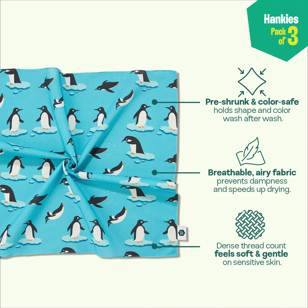 Spirit Animal! Unisex Hankies, 100% Organic Cotton, Pack of 3