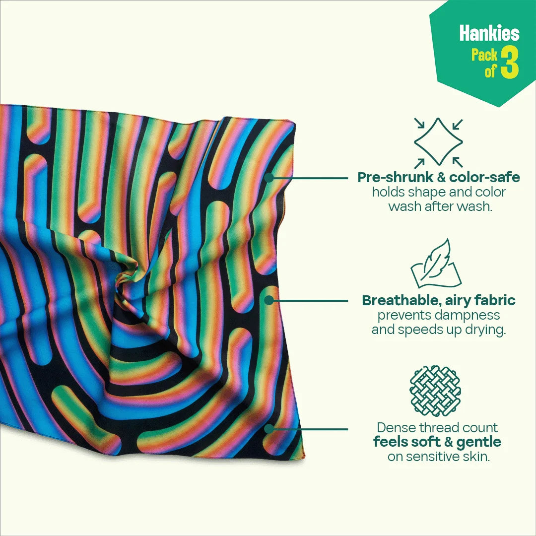 Shapes Of You! Unisex Hankies, 100% Organic Cotton, Pack of 3