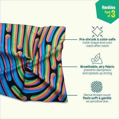 Shapes Of You! Unisex Hankies, 100% Organic Cotton, Pack of 3