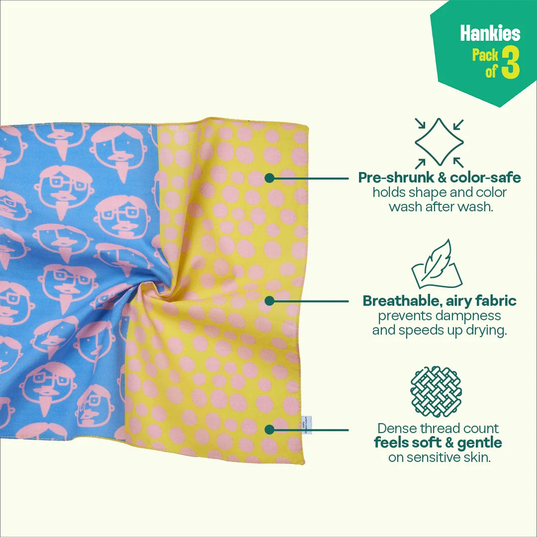 Abstract Of My Eye! Series 1! Unisex Hankies, 100% Organic Cotton, Pack of 3