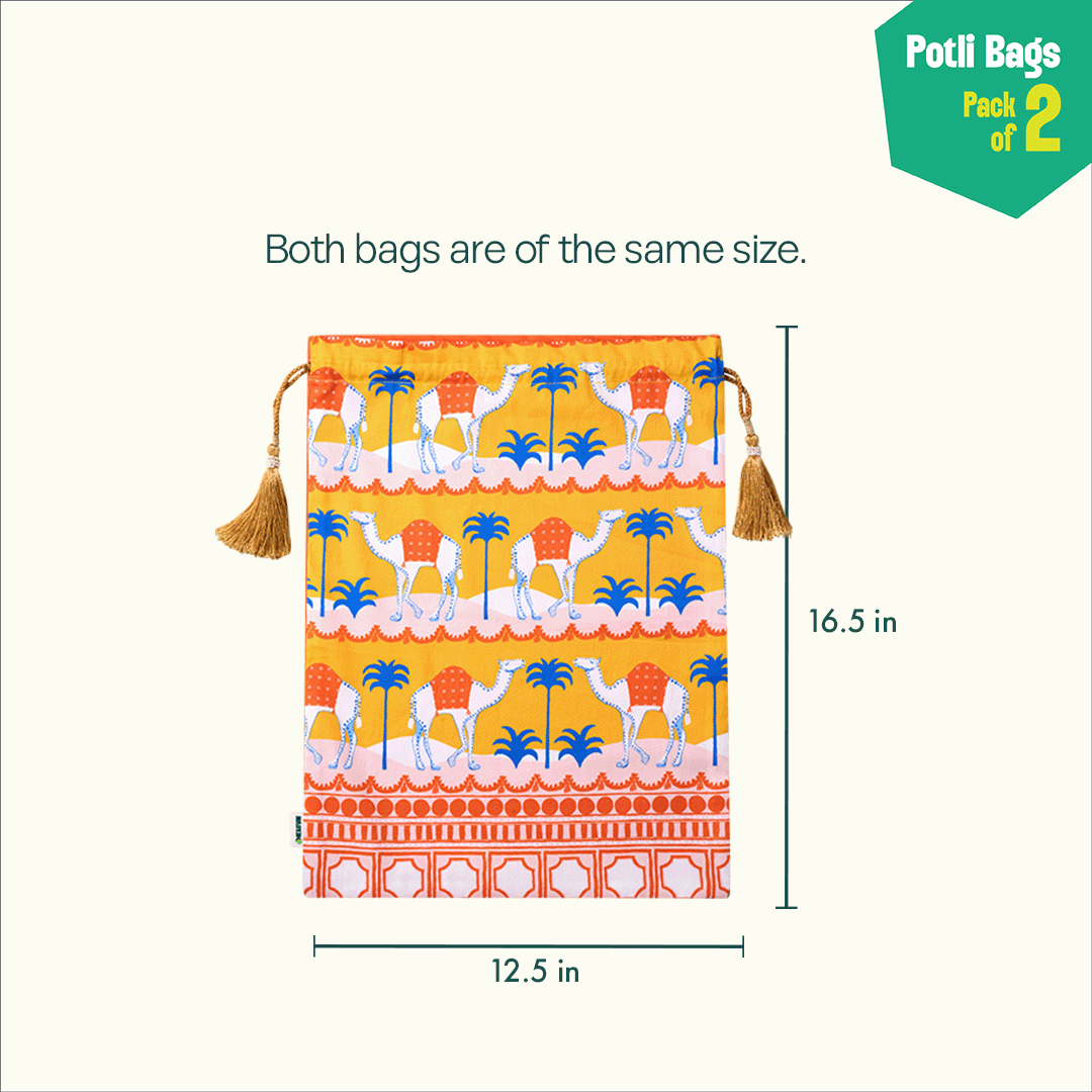 Saddle & Sand! Unisex Potli Bags, 100% Cotton, Pack of 2