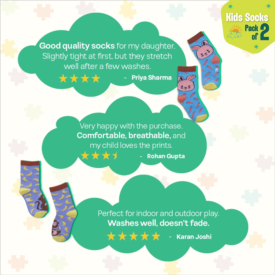 Zoo-niverse! Unisex Kid's Socks, 100% Bamboo, Crew Length, Pack of 2