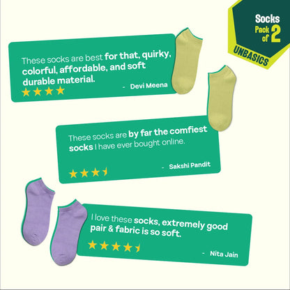 Flying Colors! Unisex Socks, 100% Organic Cotton, Ankle Length, Pack of 2