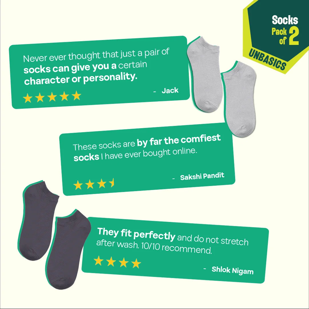 Earthbound! Unisex Socks, 100% Organic Cotton, Ankle Length, Pack of 2