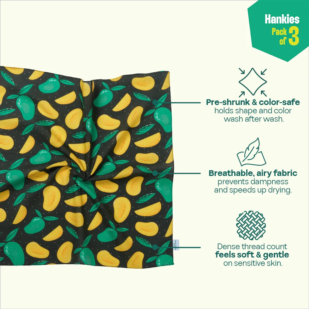 SOML! Summer Of My Life! Unisex Hankies, 100% Organic Cotton, Pack of 3