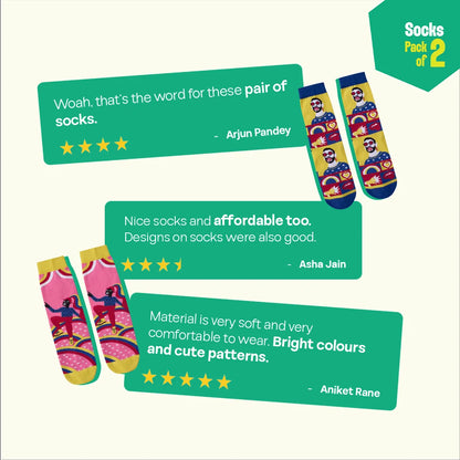 Bold & Proud! Unisex Socks, 100% Organic Cotton, Crew Length, Pack of 2