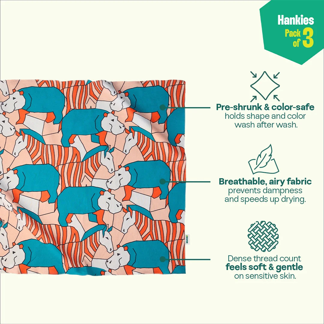 Spotted! Unisex Hankies, 100% Organic Cotton, Pack of 3