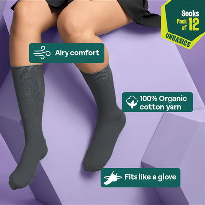 Mood Board! Unisex Socks, 100% Organic Cotton, Crew Length, Pack of 12