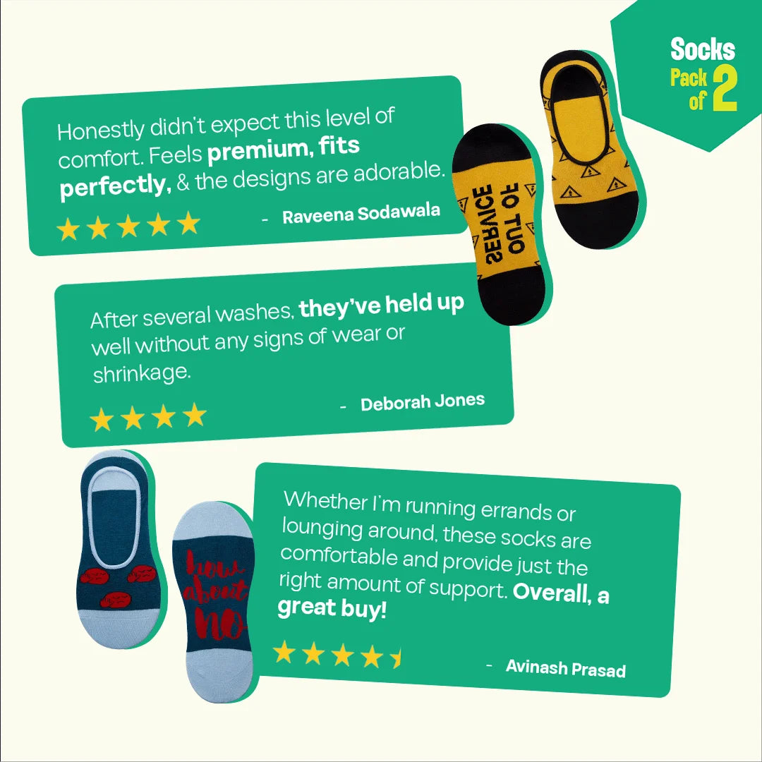 CTA! Click To Attitude! Unisex Socks, 100% Organic Cotton, No Show, Pack of 2