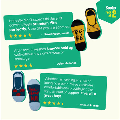 CTA! Click To Attitude! Unisex Socks, 100% Organic Cotton, No Show, Pack of 2