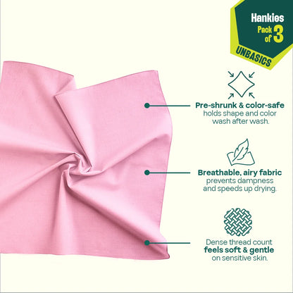 Bubblegum! Unisex Hankies, 100% Organic Cotton, Pack of 3