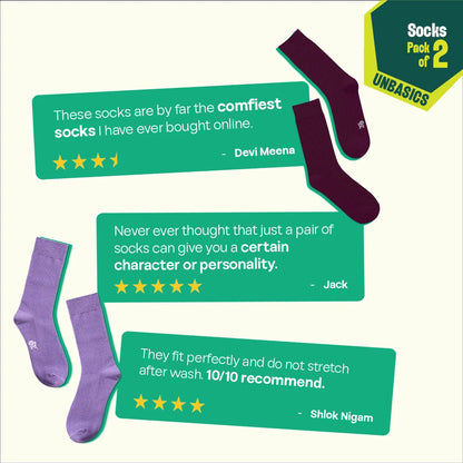 Purple Mania! Unisex Socks, 100% Organic Cotton, Crew Length, Pack of 2