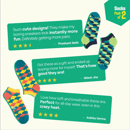 Out Of The Shape! Unisex Socks, 100% Organic Cotton, Ankle Length, Pack of 2