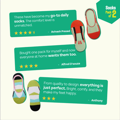 All Eyes On Toes! Unisex Socks, 100% Organic Cotton, No Show, Pack of