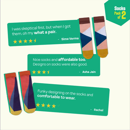 Criss Cross! Unisex Socks, 100% Organic Cotton, Crew Length, Pack of 2