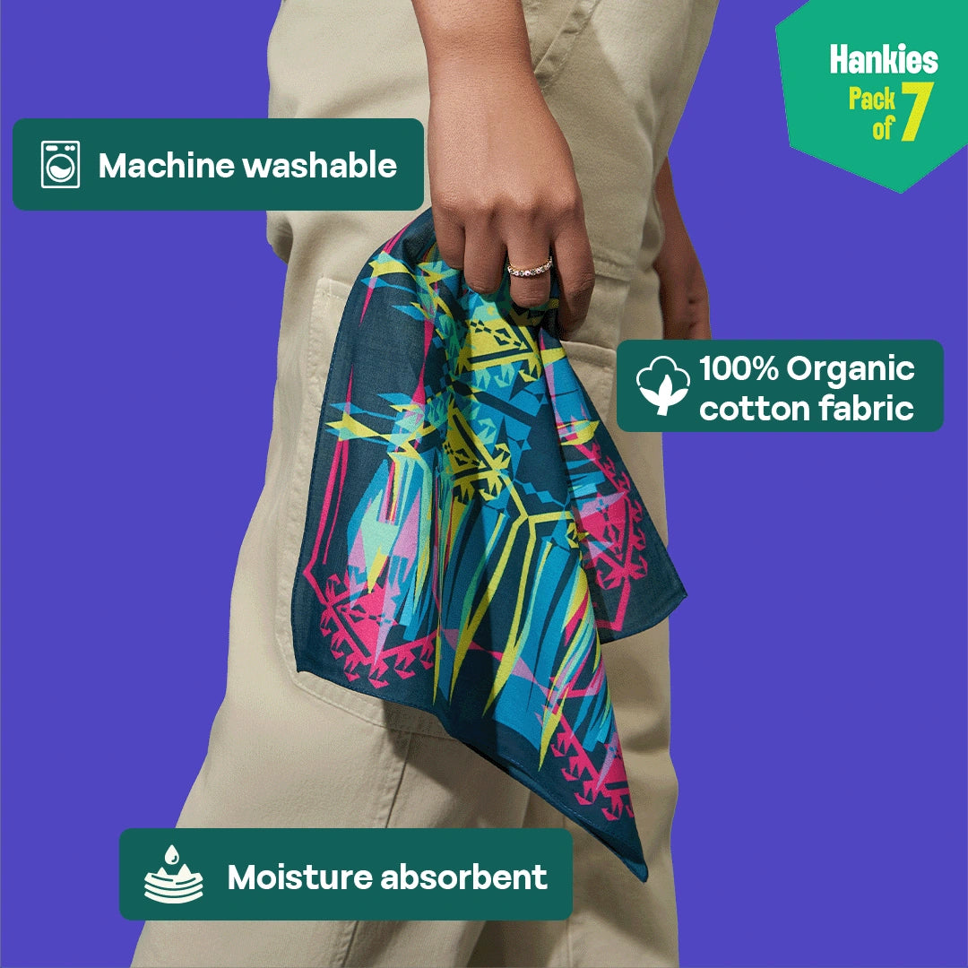 Abstract Mania! Unisex Hankies, 100% Organic Cotton, Pack of 7