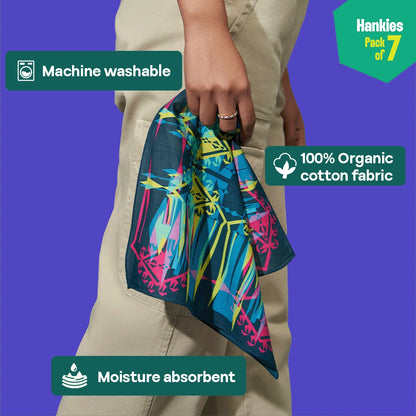 Abstract Mania! Unisex Hankies, 100% Organic Cotton, Pack of 7