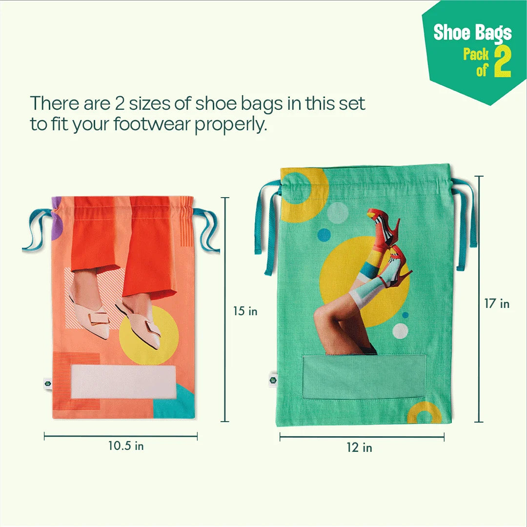 Sole Sisters! Shoe Bags, 100% Organic Cotton, Pack of 2