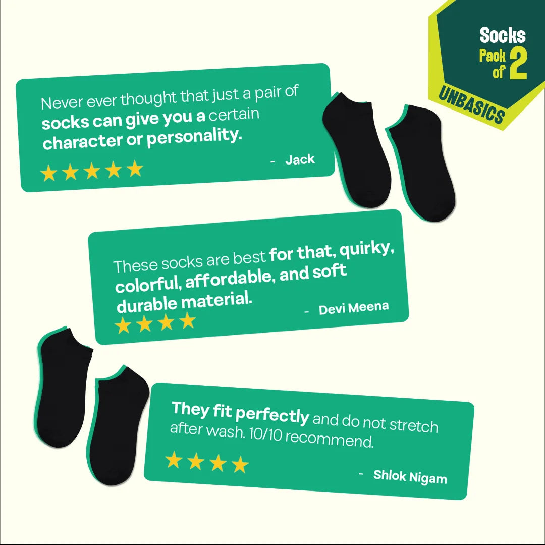 Black Spade! Unisex Socks, 100% Organic Cotton, Ankle Length, Pack of 2