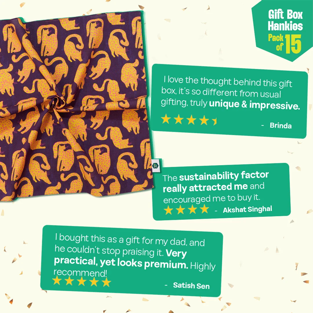 Banana Bunch! Unisex Hankies, 100% Organic Cotton, Gift Box of 15