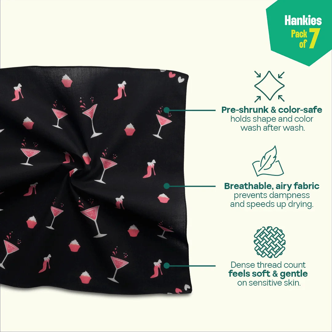 Wedding Bells! Unisex Hankies, 100% Organic Cotton, Pack of 7