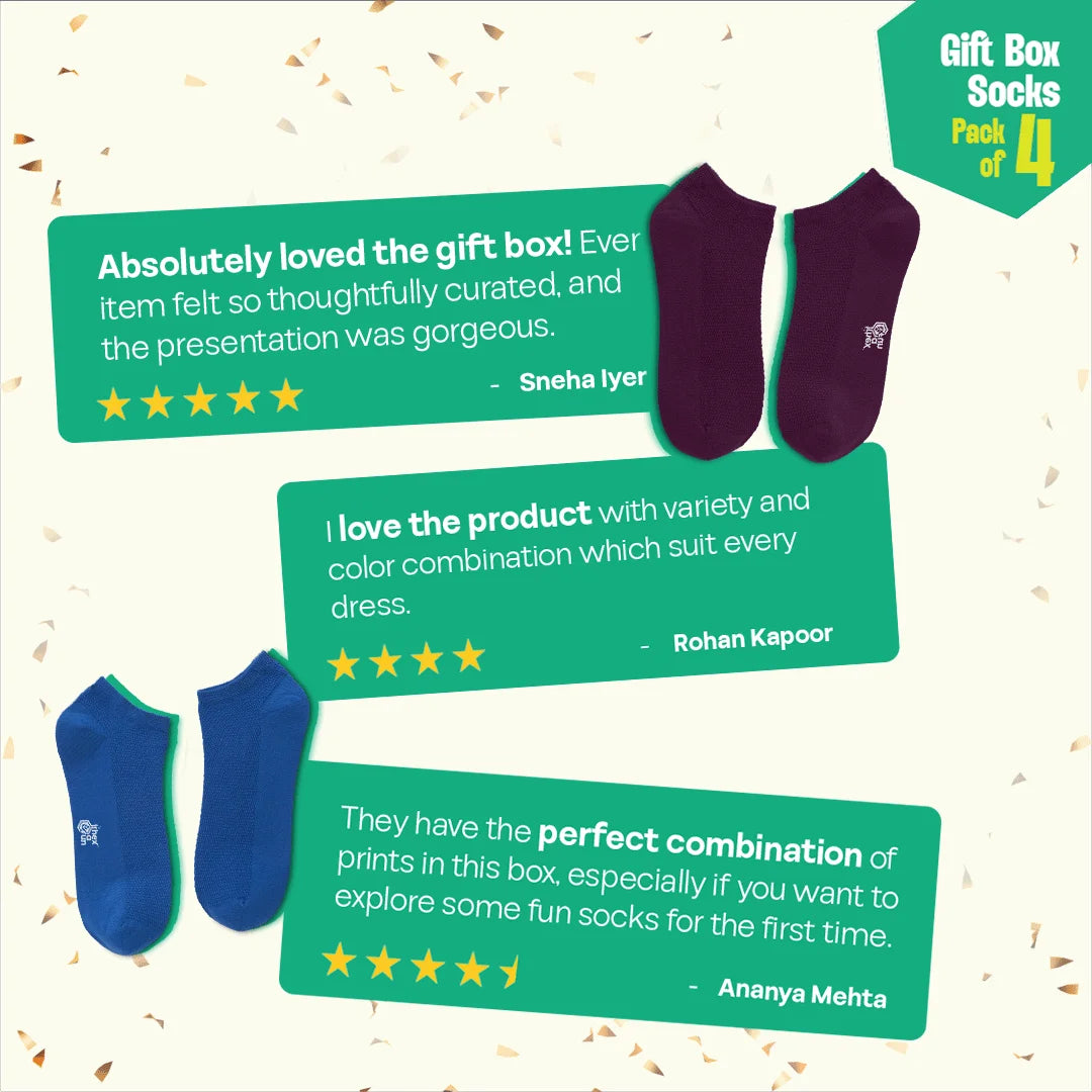 Pout It Out! Unisex Ankle Length Socks, 100% Organic Cotton, Gift Box of 4