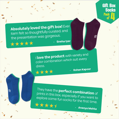 Pout It Out! Unisex Ankle Length Socks, 100% Organic Cotton, Gift Box of 4