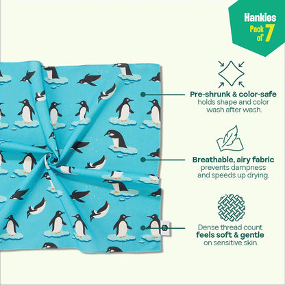 Wagging Tails! Unisex Hankies, 100% Organic Cotton, Pack of 7