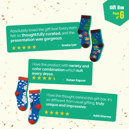 Lil'toe Ticklers! Unisex Kid's Socks, 100% Bamboo, Crew Length, Gift Box of 6